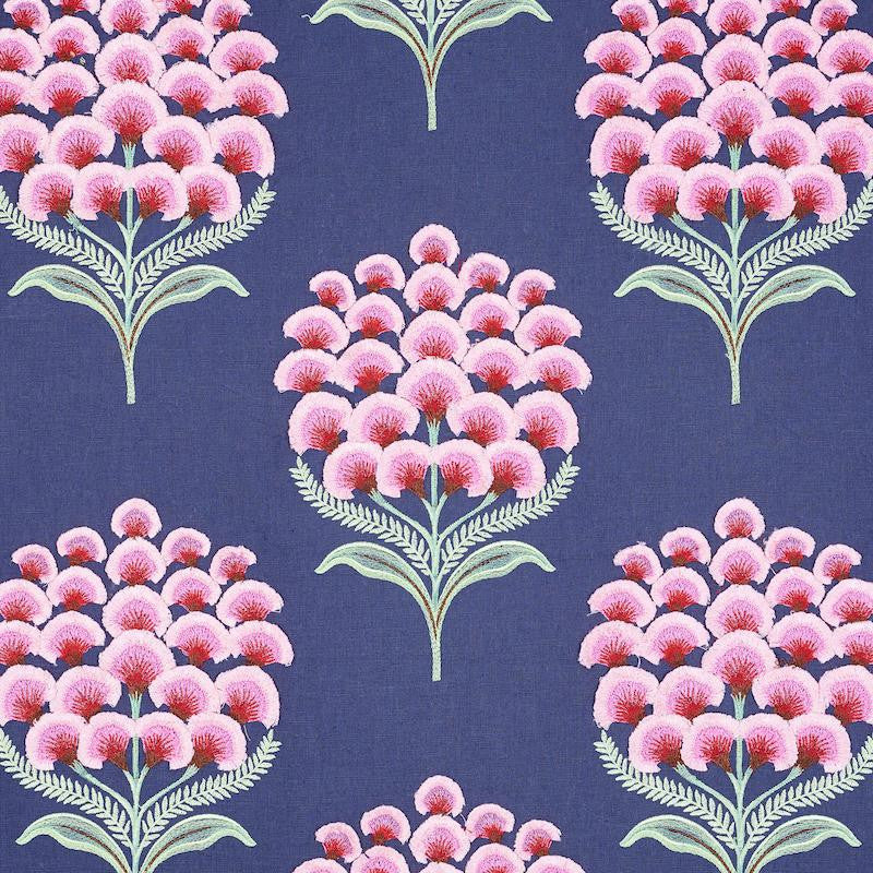 Aurelia Embroidery Navy 78810 by Schumacher Fabric Exquisite Embroideries 16.75" - Fabric Carolina -