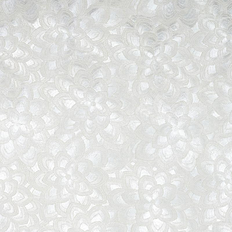 Lotus Embroidery Pearl 78341 by Schumacher Designer Fabric Exquisite Embroideries 16.75" - Swanky Fabrics -