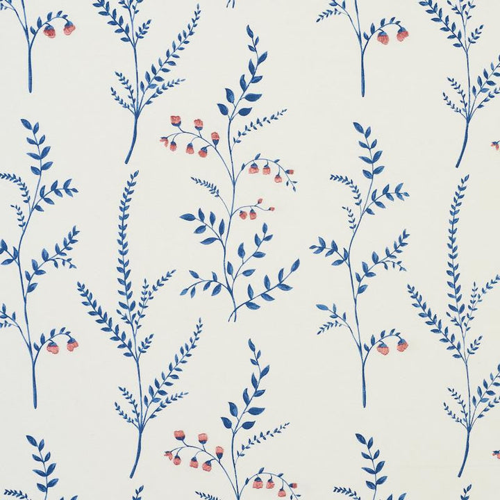Cynthia Embroidered Print Blue 78350 by Schumacher Designer Fabric Exquisite Embroideries 17.0" - Swanky Fabrics -