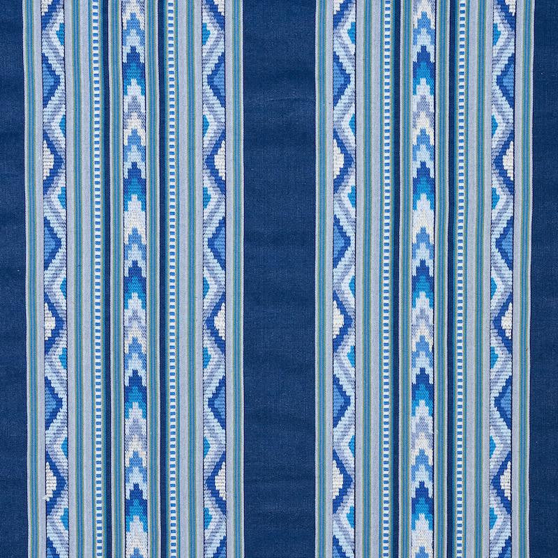 Zarzuela Stripe Embroidery Indigo 78390 by Schumacher Fabric Exquisite Embroideries 13.25" - Fabric Carolina -