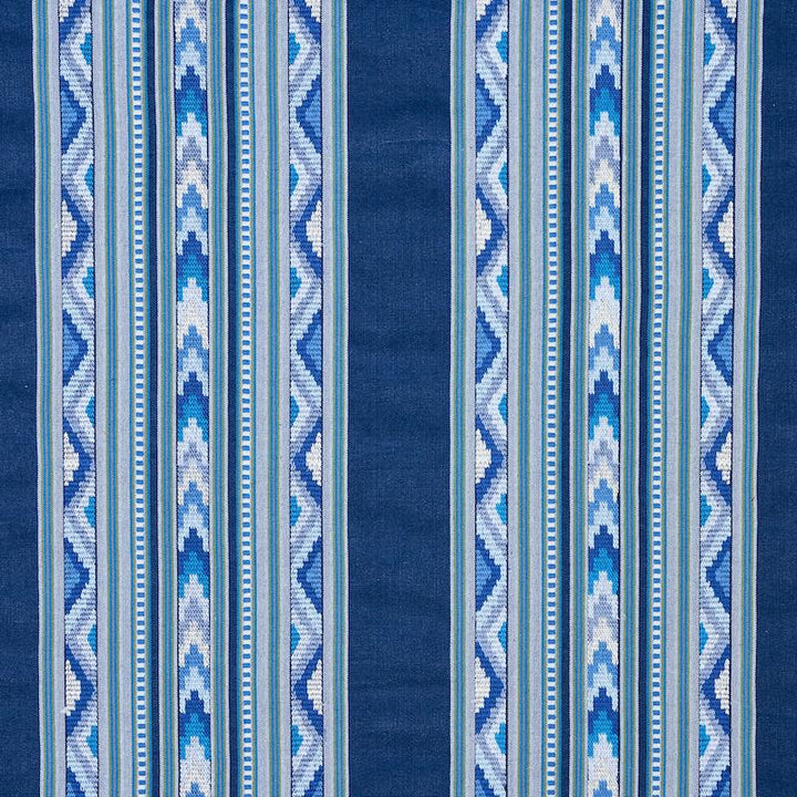 Zarzuela Stripe Embroidery Indigo 78390 by Schumacher Fabric Exquisite Embroideries 13.25" - Fabric Carolina -