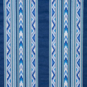 Zarzuela Stripe Embroidery Indigo 78390 by Schumacher Fabric