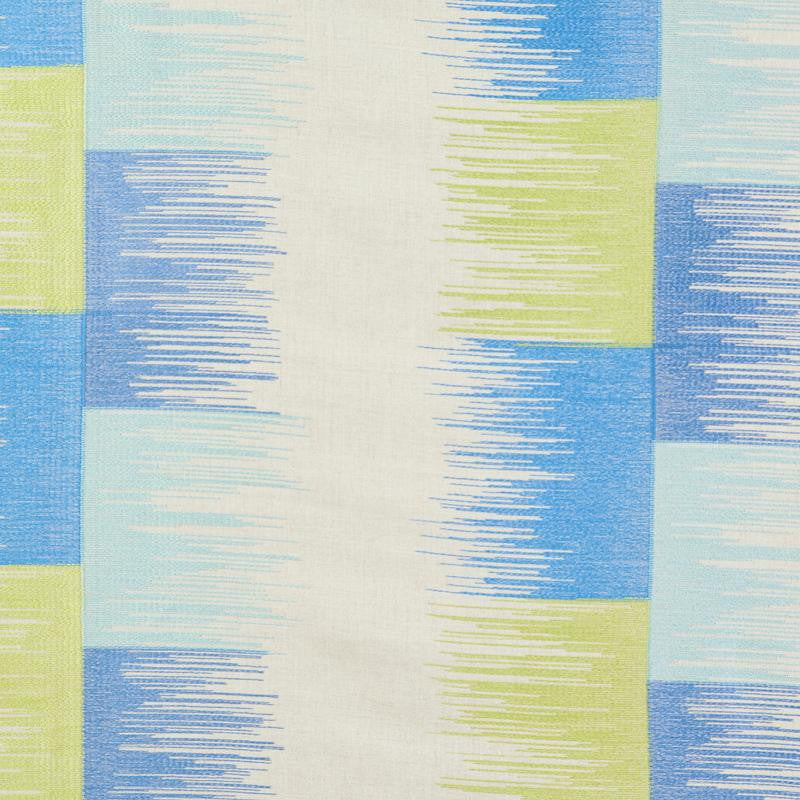 Sunburst Stripe Embroidery Blue & Lime 78401 by Schumacher Designer Fabric Exquisite Embroideries 18.0" - Swanky Fabrics -