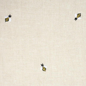 Honey Bee Embroidery Natural 78420 by Schumacher Fabric