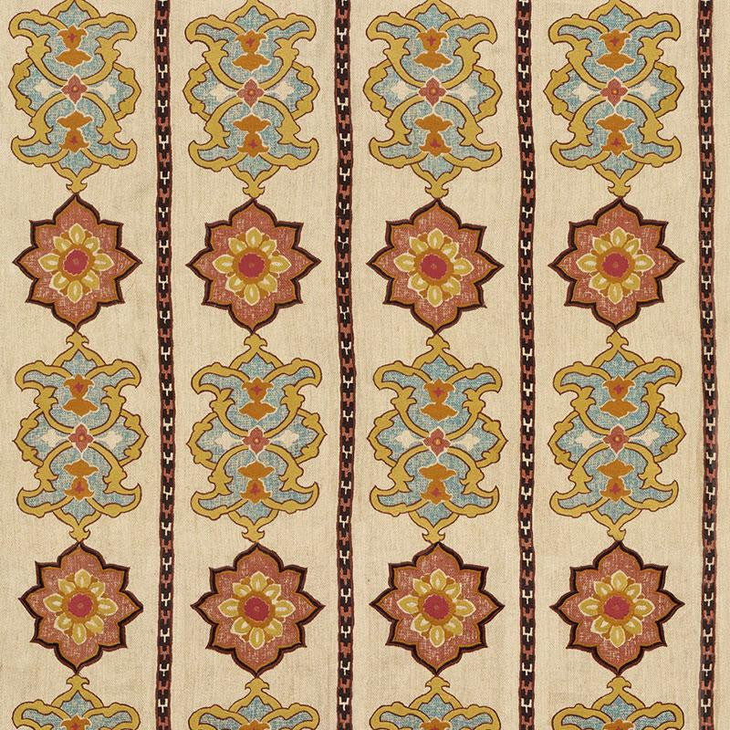 Temara Hand Embroidered Print Spice 175181 by Schumacher Fabric Classic Prints 13.2" - Fabric Carolina -