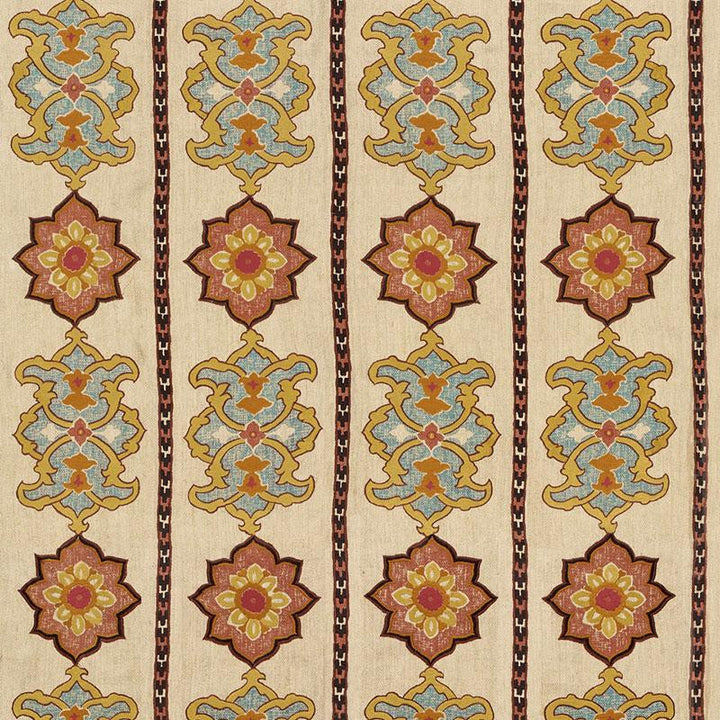 Temara Hand Embroidered Print Spice 175181 by Schumacher Fabric Classic Prints 13.2" - Fabric Carolina -