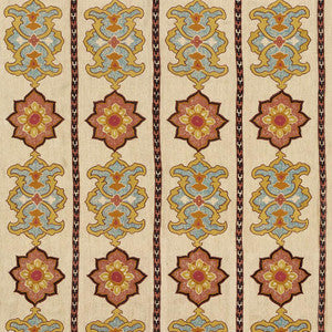Temara Hand Embroidered Print Spice 175181 by Schumacher Fabric