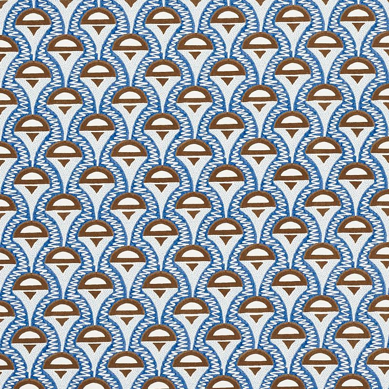 Abelino Blue & Brown 179581 by Schumacher Designer Fabric Copacabana 2.5" - Swanky Fabrics -