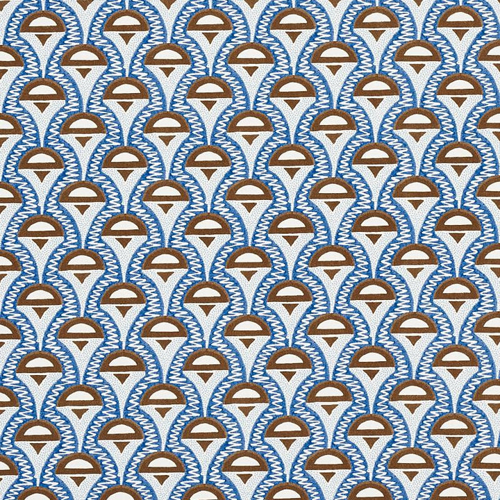 Abelino Blue & Brown 179581 by Schumacher Fabric Copacabana 2.5" - Fabric Carolina -