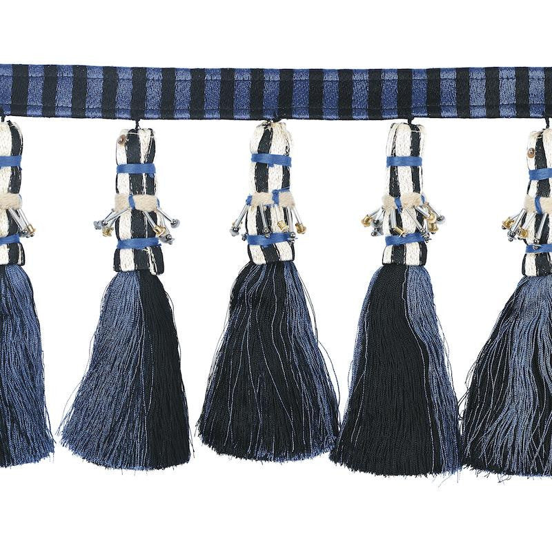 Antony Tassel Blue & Black 79600 by Schumacher Designer Trim Rive Gauche - Swanky Fabrics -
