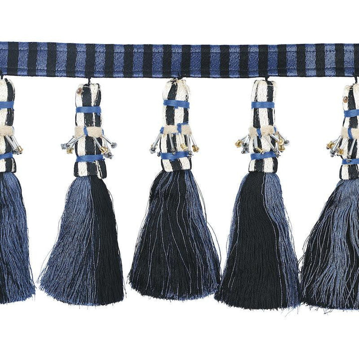 Antony Tassel Blue & Black 79600 by Schumacher Designer Trim Rive Gauche - Swanky Fabrics -