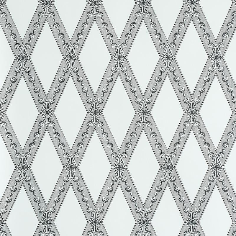 Les Losanges Toile Carbon 5011361 by Schumacher Designer Wallpaper Jill Lasersohn 10.25" - Swanky Fabrics -