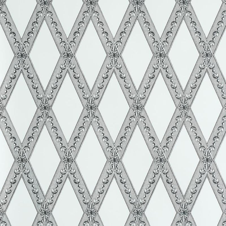 Les Losanges Toile Carbon 5011361 by Schumacher Designer Wallpaper Jill Lasersohn 10.25" - Swanky Fabrics -