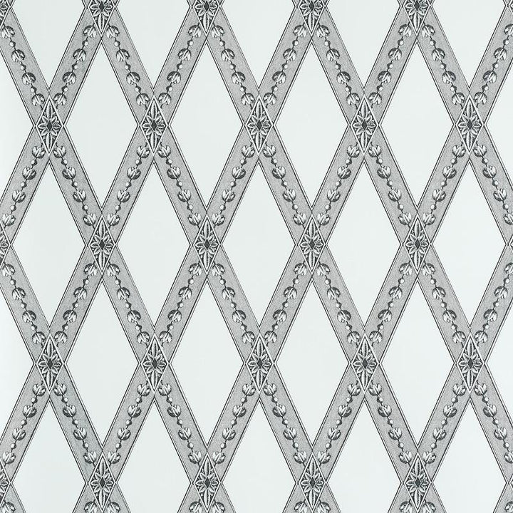 Les Losanges Toile Carbon 5011361 by Schumacher Wallpaper Jill Lasersohn 10.25" - Fabric Carolina -