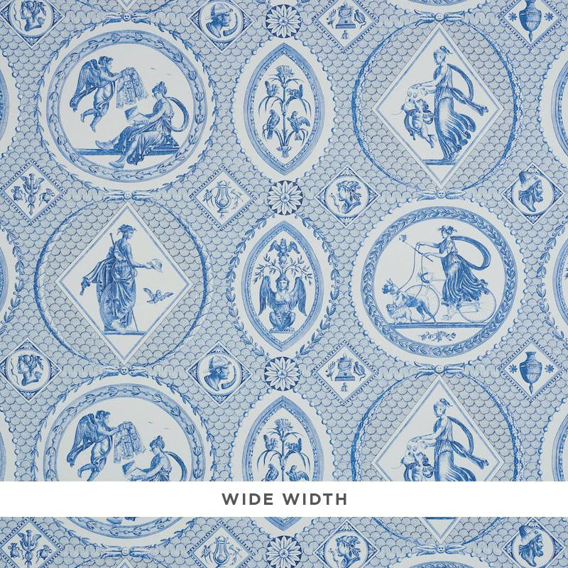 Les Scenes Contemporaines Blue 5011490 by Schumacher Wallpaper Jill Lasersohn 38.5" - Fabric Carolina -