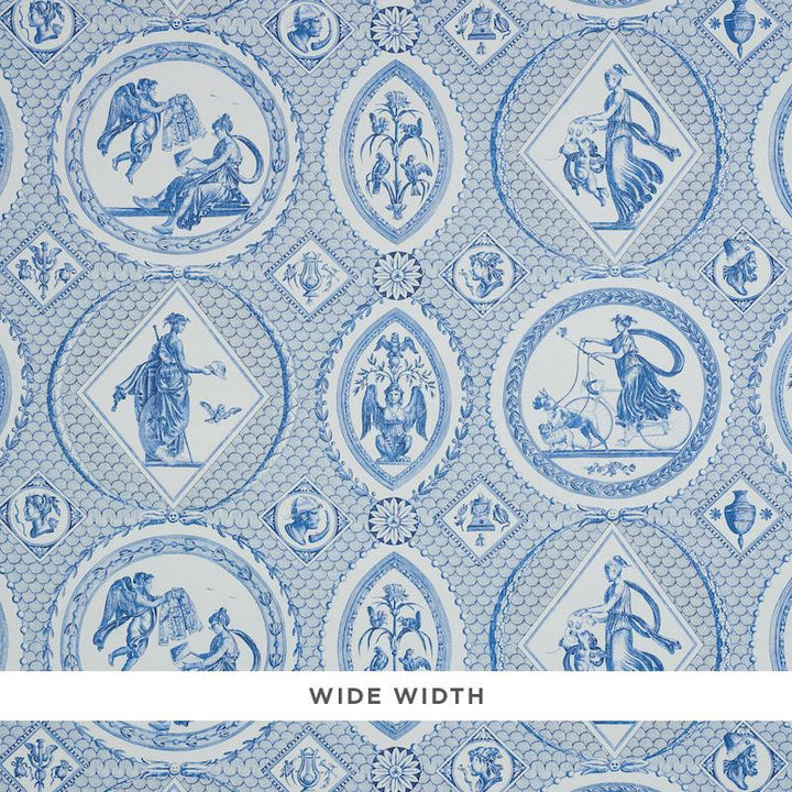 Les Scenes Contemporaines Blue 5011490 by Schumacher Wallpaper Jill Lasersohn 38.5" - Fabric Carolina -