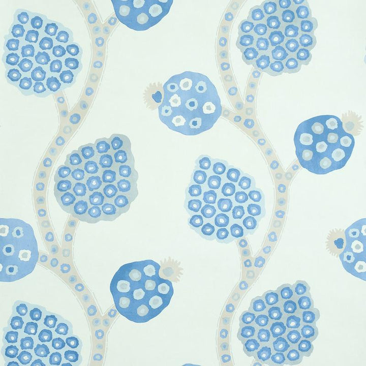 Annabel Warp Print Blue 5011771 by Schumacher Wallpaper Perennial Favorites 27.0" - Fabric Carolina -