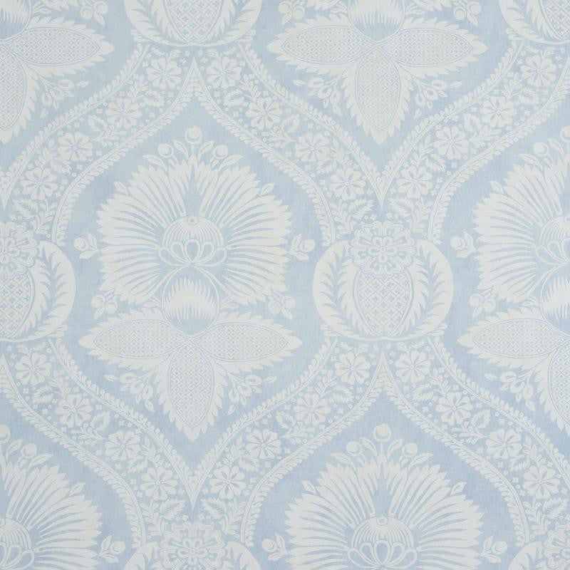 Villandry Damask Print Blue 5011750 by Schumacher Wallpaper Perennial Favorites 18.0" - Fabric Carolina -