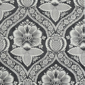 Villandry Damask Print Black 5011752 by Schumacher Wallpaper