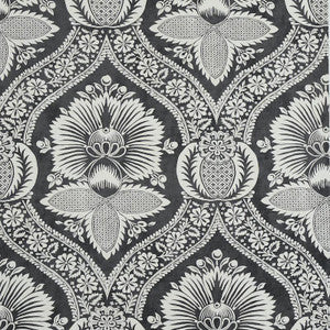 Villandry Damask Print Black 5011752 by Schumacher Wallpaper