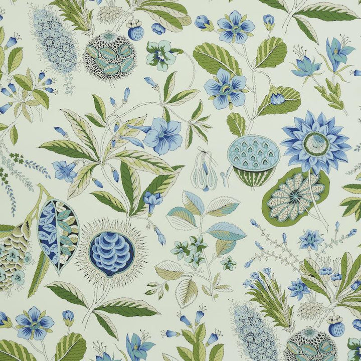 Roca Redonda Blue & Ivory 5011620 by Schumacher Designer Wallpaper Perennial Favorites 13.0" - Swanky Fabrics -