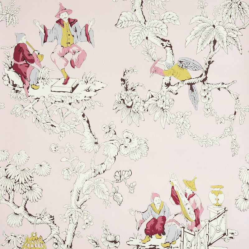 Chinoiserie Moderne Pink 5011651 by Schumacher Designer Wallpaper Perennial Favorites 27.0" - Swanky Fabrics -