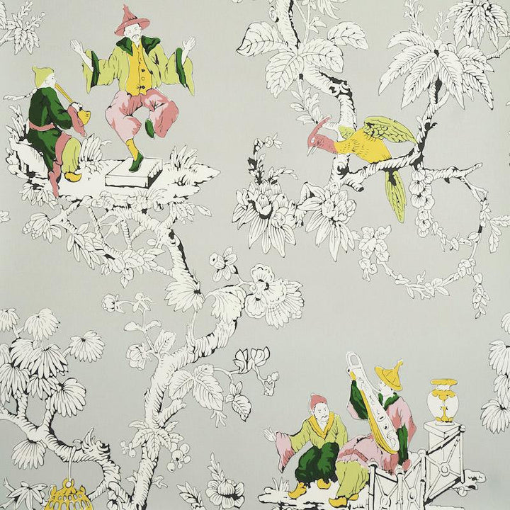 Chinoiserie Moderne Soft Grey 5011652 by Schumacher Designer Wallpaper Perennial Favorites 27.0" - Swanky Fabrics -