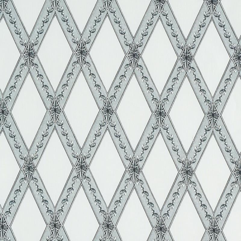 Les Losanges Toile Carbon 179461 by Schumacher Designer Fabric Jill Lasersohn 4.5" - Swanky Fabrics -