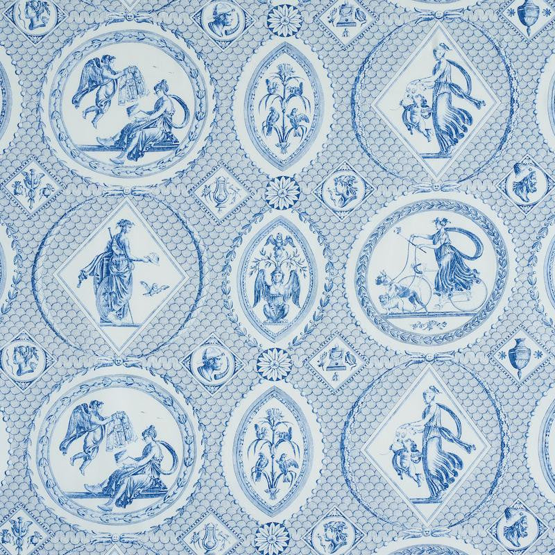 Les Scenes Contemporaines Blue 179560 by Schumacher Fabric Jill Lasersohn 38.5" - Fabric Carolina -