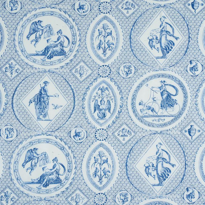 Les Scenes Contemporaines Blue 179560 by Schumacher Fabric Jill Lasersohn 38.5" - Fabric Carolina -