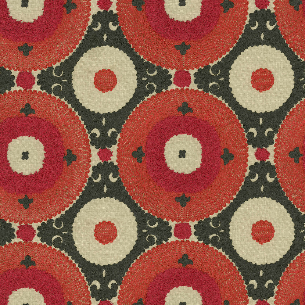 Uzbek Emb Chili 470530 by PKL Studio Fabric - Base: 52% polyester, 48% cotton Emb: 100% cotton India 17000 Horizontal: 9 and Vertical: 9.25 55 - Fabric Carolina -