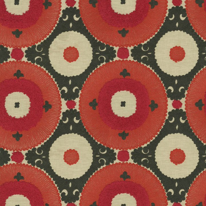 Uzbek Emb Chili 470530 by PKL Studio Fabric - Base: 52% polyester, 48% cotton Emb: 100% cotton India 17000 Horizontal: 9 and Vertical: 9.25 55 - Fabric Carolina -