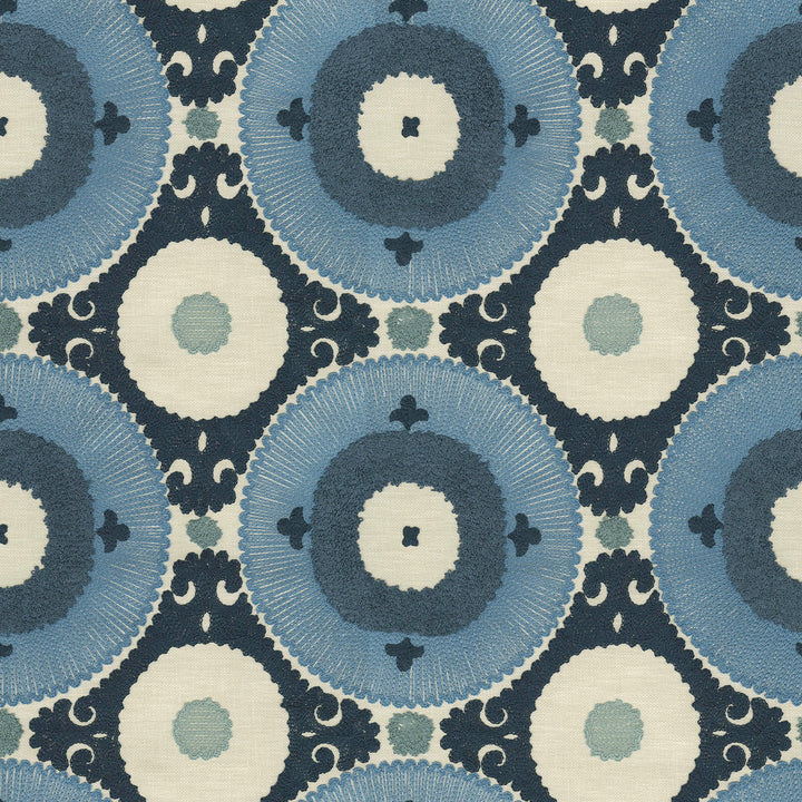 Uzbek Emb Azure 470532 by PKL Studio Fabric - Base: 52% polyester, 48% cotton Emb: 100% cotton India 17000 Horizontal: 9 and Vertical: 9.25 55 - Fabric Carolina -