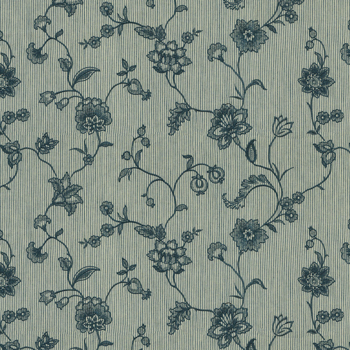 Homestead Indigo 471110 by P/K LIFESTYLES Fabric - Base 50% polyester, 30% cotton, 20% linen / Emb. 100% polyester India 15000 Horizontal: 25.5 and Vertical: 15.5 54 - Fabric Carolina -