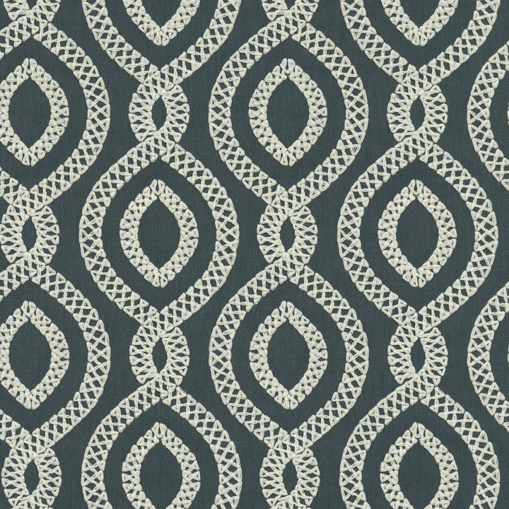 Pavilion Emb. Indigo 471283 by P/K LIFESTYLES Fabric - Base 68% polyester, 21% linen, 11% cotton / Emb. 100% polyester India 51000 Horizontal: 6.75 and Vertical: 6.25 54 - Fabric Carolina -