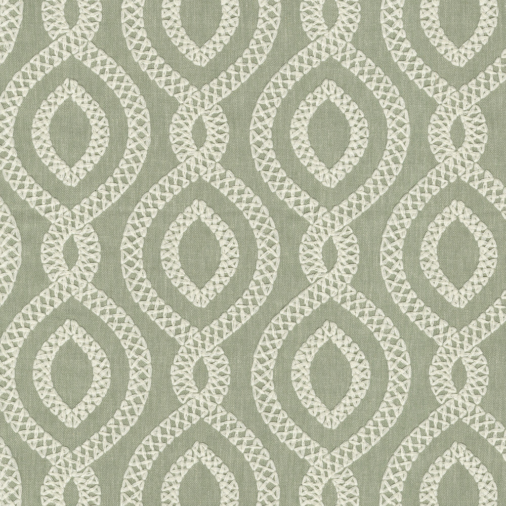Pavilion Emb. Aloe 471284 by P/K LIFESTYLES Fabric - Base 68% polyester, 21% linen, 11% cotton / Emb. 100% polyester India 51000 Horizontal: 6.75 and Vertical: 6.25 54 - Fabric Carolina -