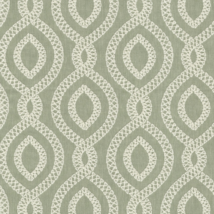 Pavilion Emb. Aloe 471284 by P/K LIFESTYLES Fabric - Base 68% polyester, 21% linen, 11% cotton / Emb. 100% polyester India 51000 Horizontal: 6.75 and Vertical: 6.25 54 - Fabric Carolina -