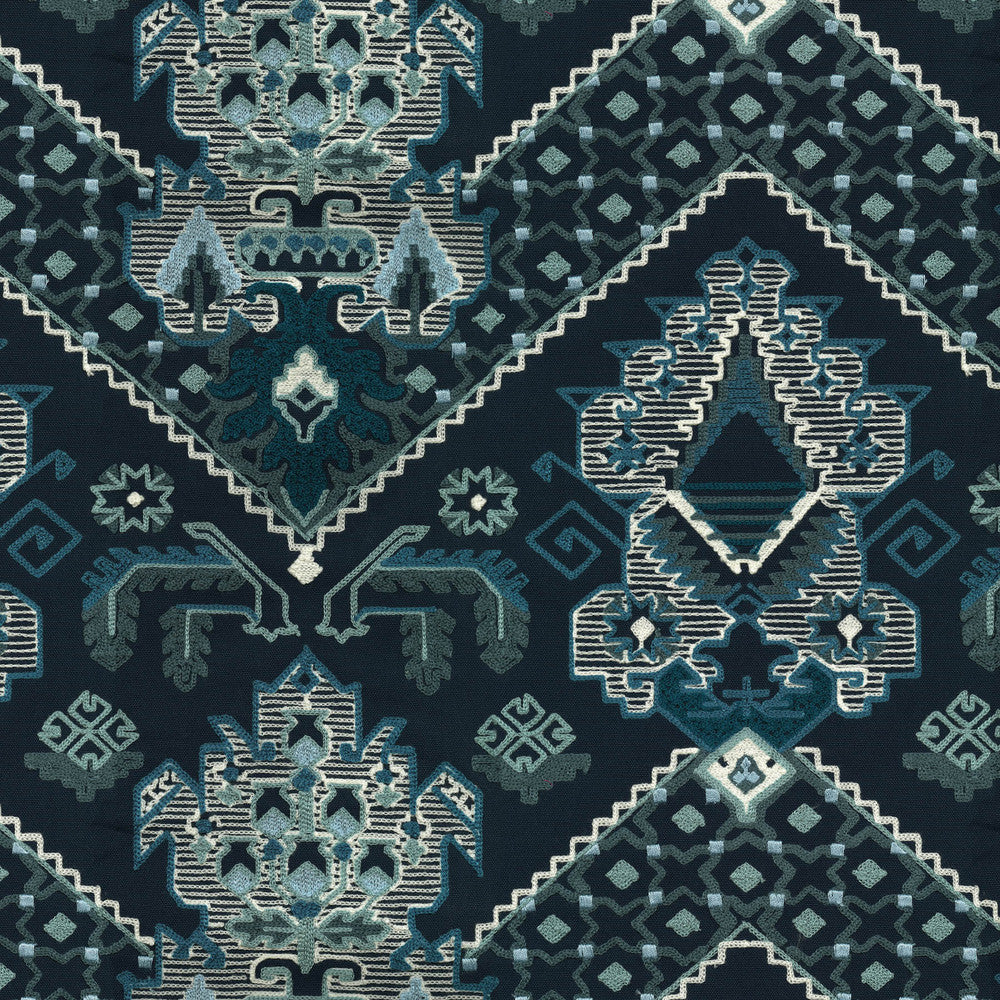 Casbah Indigo 471341 by P/K LIFESTYLES Fabric - Base: 100% cotton/ Emb. 80% acrylic, 20% polyester India 51000 Horizontal: 17.5 and Vertical: 15.25 58 - Fabric Carolina -