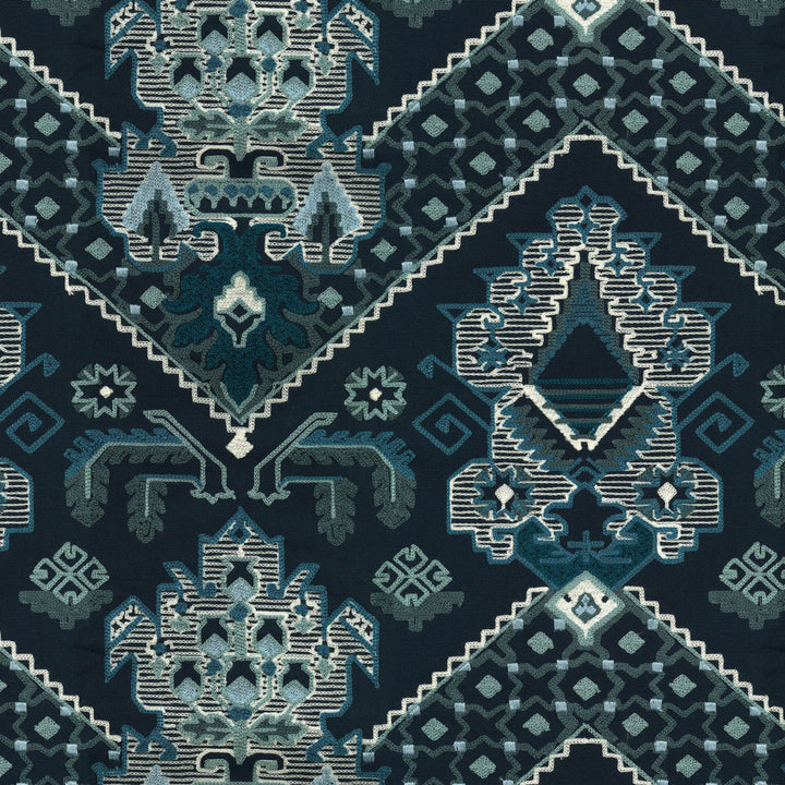 Casbah Indigo 471341 by P/K LIFESTYLES Fabric - Base: 100% cotton/ Emb. 80% acrylic, 20% polyester India 51000 Horizontal: 17.5 and Vertical: 15.25 58 - Fabric Carolina -