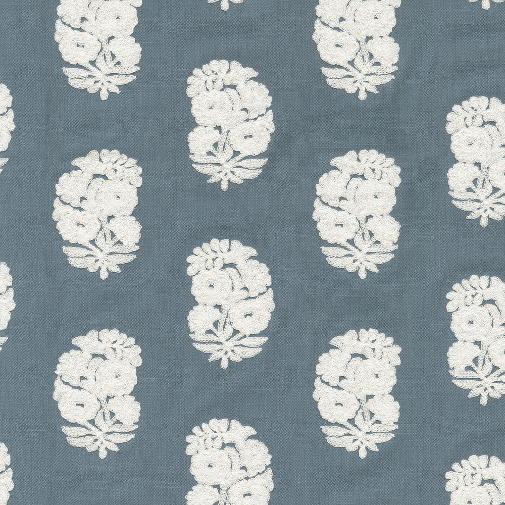 PK Lifestyles Fabric Bodhi Emb Cornflower - Base: 52% polyester, 48% cotton EMB: 50% cotton, 50% rayon India 29000 Horizontal: 6.75 and Vertical: 4.75 54 - My Fabric Connection -