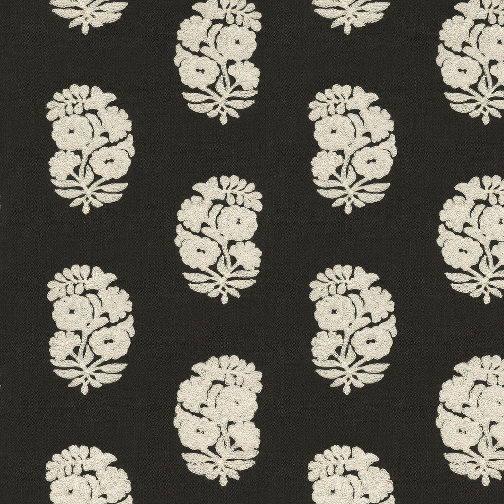 PK Lifestyles Fabric Bodhi Emb Onyx - Base: 52% polyester, 48% cotton EMB: 50% cotton, 50% rayon India 29000 Horizontal: 6.75 and Vertical: 4.75 54 - My Fabric Connection -