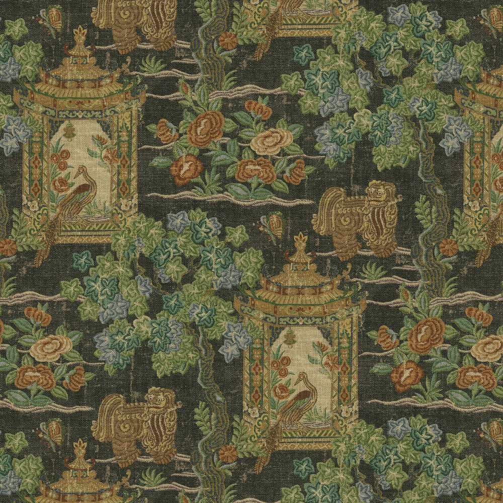 PK Lifestyles Fabric Utopian Garden Midnight - 75% cotton, 25% linen Pakistan 15000 Horizontal: 13.5 and Vertical: 25.25 54 - My Fabric Connection -