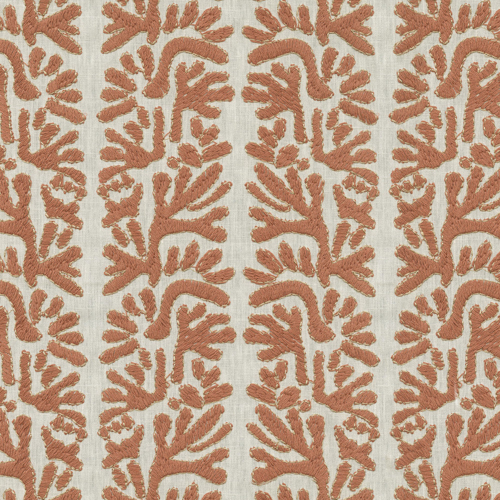 PK Lifestyles Fabric Coral Emb Papaya - Base: 52% polyester, 48% cotton EMB: 100% cotton India 51000 Horizontal: 7.88 and Vertical: 6.25 53 - My Fabric Connection -