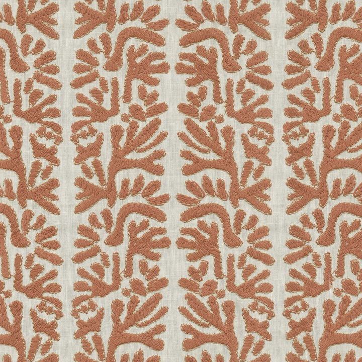 PK Lifestyles Fabric Coral Emb Papaya - Base: 52% polyester, 48% cotton EMB: 100% cotton India 51000 Horizontal: 7.88 and Vertical: 6.25 53 - My Fabric Connection -