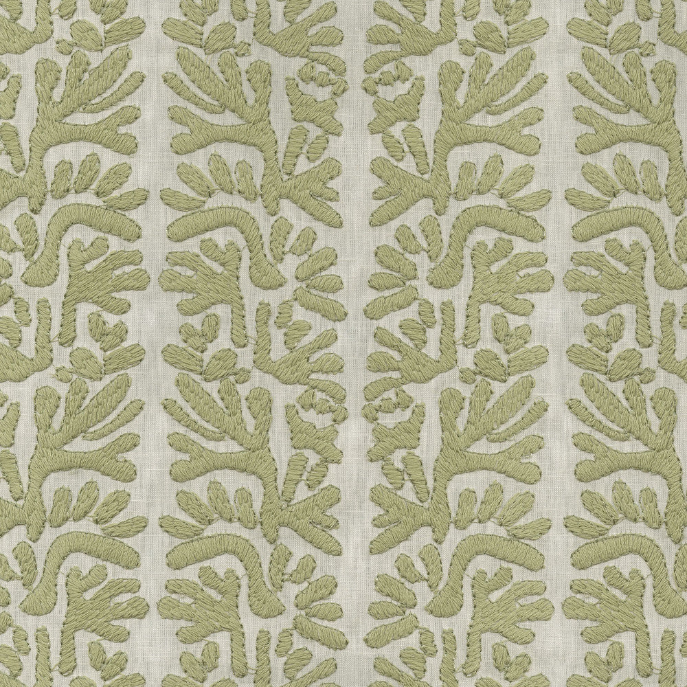 Coral Emb Sage by PK Lifestyles Designer Fabric - Base: 52% polyester, 48% cotton EMB: 100% cotton India 51000 Horizontal: 7.88 and Vertical: 6.25 53 - Swanky Fabrics -