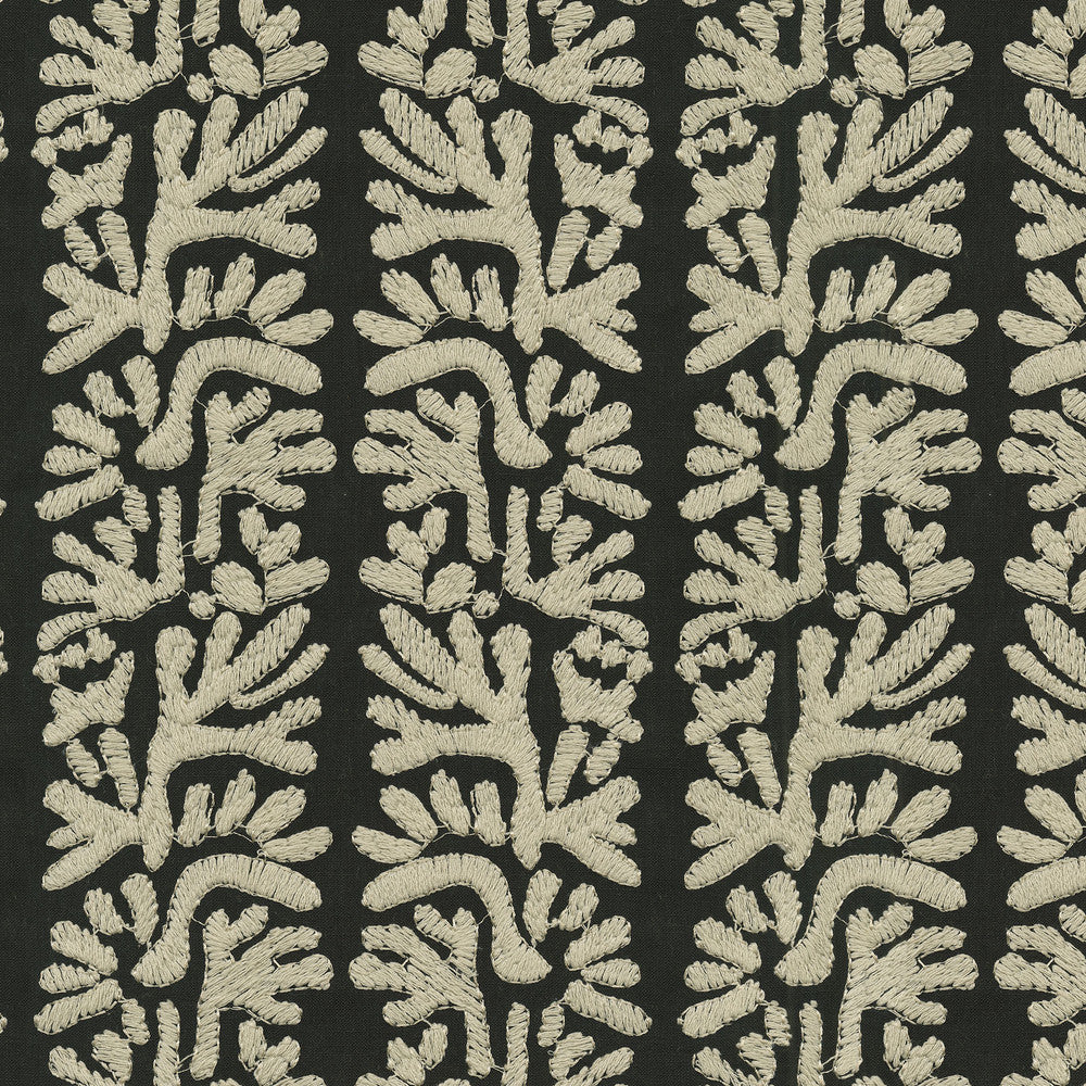 PK Lifestyles Fabric Coral Emb Onyx - Base: 52% polyester, 48% cotton EMB: 100% cotton India 51000 Horizontal: 7.88 and Vertical: 6.25 53 - My Fabric Connection -