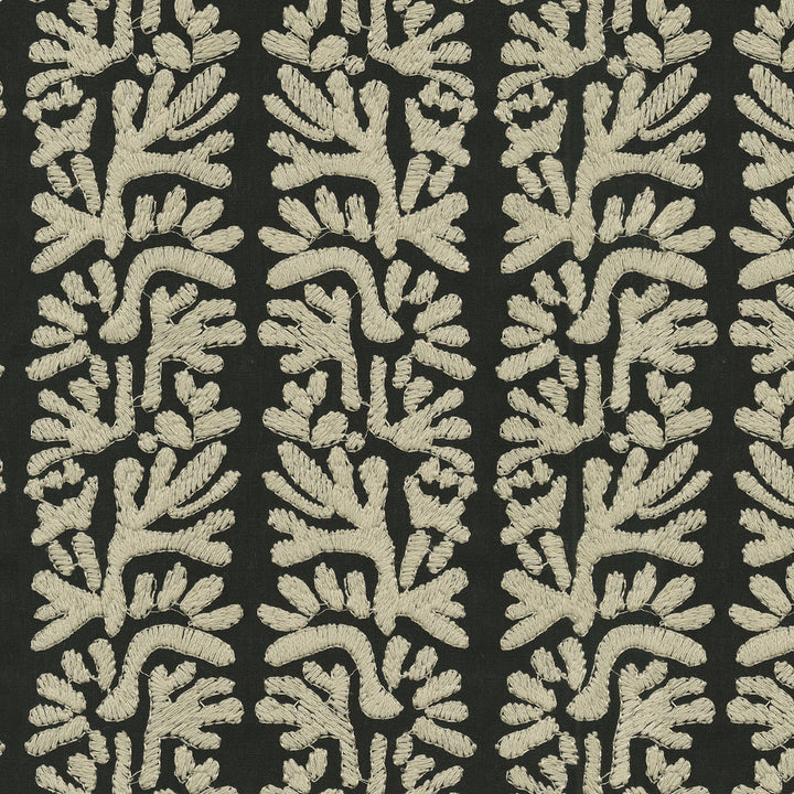 PK Lifestyles Fabric Coral Emb Onyx - Base: 52% polyester, 48% cotton EMB: 100% cotton India 51000 Horizontal: 7.88 and Vertical: 6.25 53 - My Fabric Connection -
