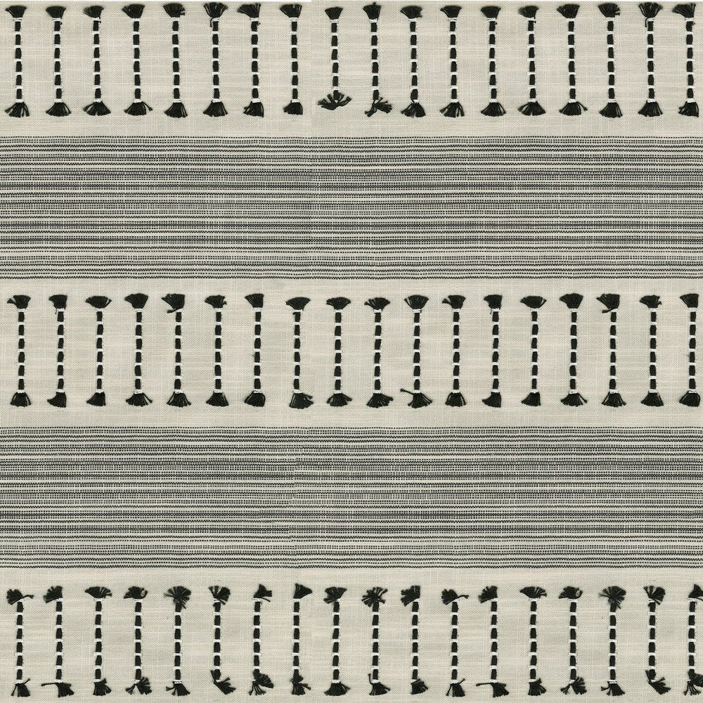 Fringe Stripe Emb Newsprint 472220 by PK Lifestyles Designer Fabric Cultural Exchange IX Base: 88% Polyester, 12% Cotton EMB: 84% Cotton, 16% Viscose India 50000 H: 6.125, V: 0.75 55 - Swanky Fabrics -
