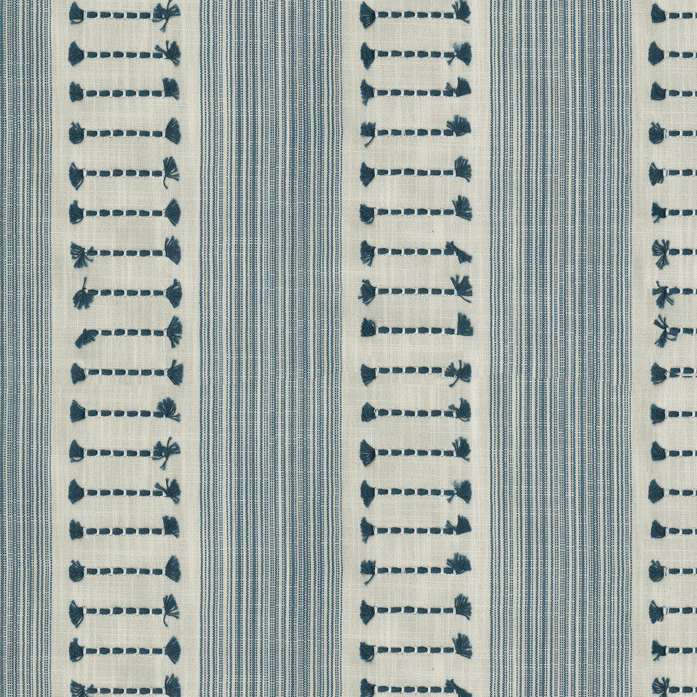 Fringe Stripe Emb Baltic 472222 by PK Lifestyles Designer Fabric Cultural Exchange IX Base: 88% Polyester, 12% Cotton EMB: 84% Cotton, 16% Viscose India 50000 H: 6.125, V: 0.75 55 - Swanky Fabrics -