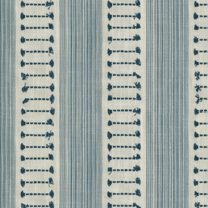 Fringe Stripe Emb Baltic 472222 by PK Lifestyles Designer Fabric Cultural Exchange IX Base: 88% Polyester, 12% Cotton EMB: 84% Cotton, 16% Viscose India 50000 H: 6.125, V: 0.75 55 - Swanky Fabrics -